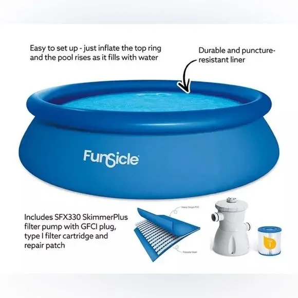 10 X 30 Blue Quickset Inflatable Ring Above-Ground Pool with Pump. - Picture 8 of 12